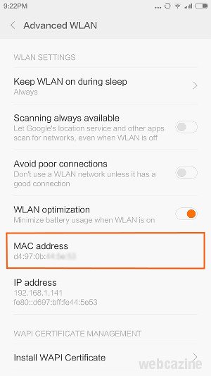 mac address for samsung 6